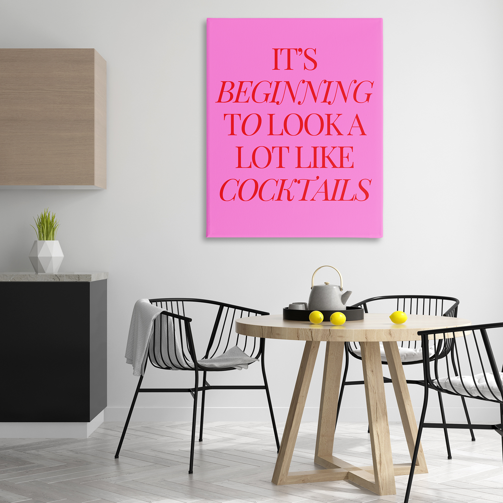Stupell Industries Beginning to Look Like Cocktails Food & Beverage Painting Wrapped Canvas Art Print Wall Art, 36 x 48