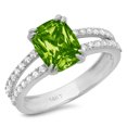 thumbnail image 7 of Solitaire with Accents Engagement Ring for Women - 3.48ct Natural Peridot in 14K White Gold Promise Ring, 7 of 7