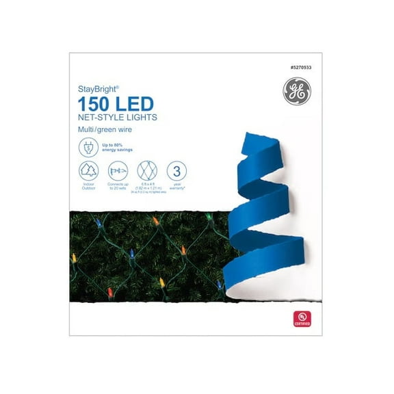 GE StayBright 150 LED Multicolor Multi Color Christmas Net Light - 4 x 6 Feet