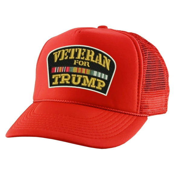 ALLNTRENDS Veterans for Trump Trucker Hat Trump 2024 Caps Adjustable Baseball Hats (Red)