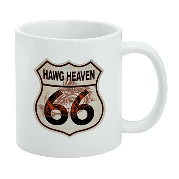 Hawg Heaven Route 66 Highway Hog Biker Motorcycle White Mug