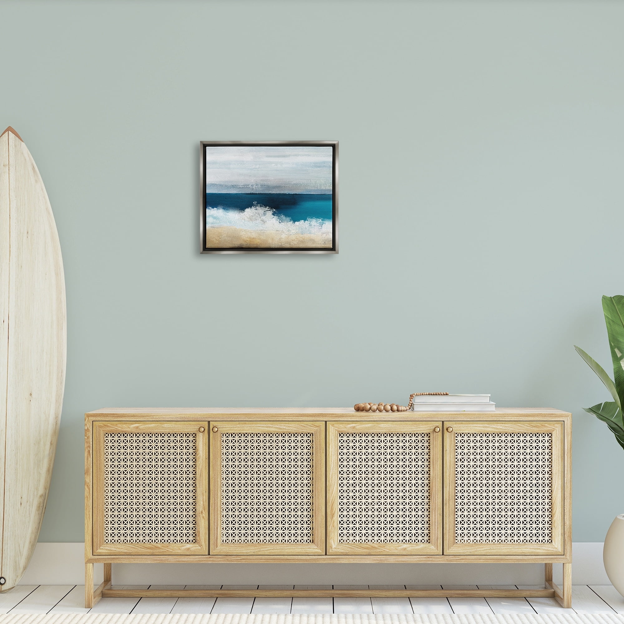 Stupell Industries Beach Waves Crashing Foam Panoramic Ocean View Painting Luster Gray Floating Framed Canvas Print Wall Art, Design by Sophie 6