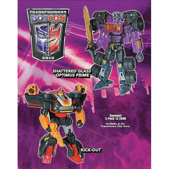 Transformers Botcon Exclusives Shattered Glass Optimus Prime & Kick-Out Action Figure 2-Pack