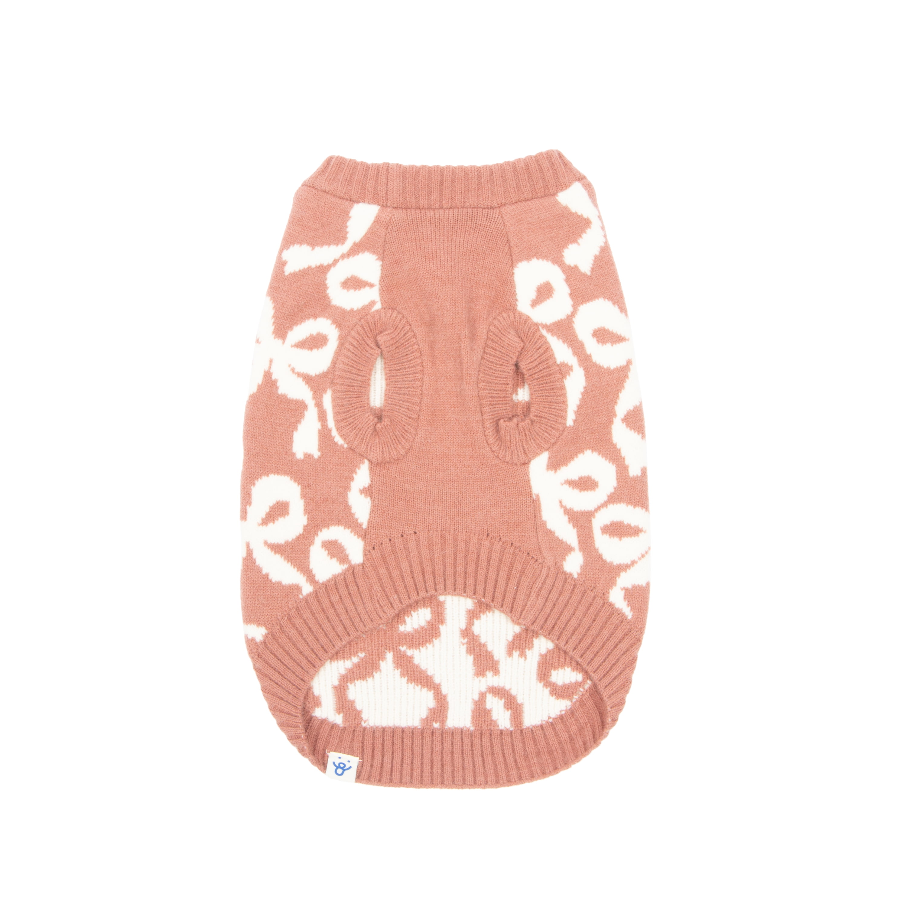 Oodles Bow Jacquard Fall Dog Sweater, Red, XL