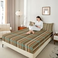 thumbnail image 4 of Feelyou Retro Brown Plaid Twin Sheet Sets, Stripes Lines Buffalo Bedding, 3 Pieces, 4 of 7