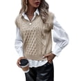 thumbnail image 4 of Sweater Vest Women Oversized V Neck Sleeveless Sweaters Womens Cable Knit Tops, 4 of 4