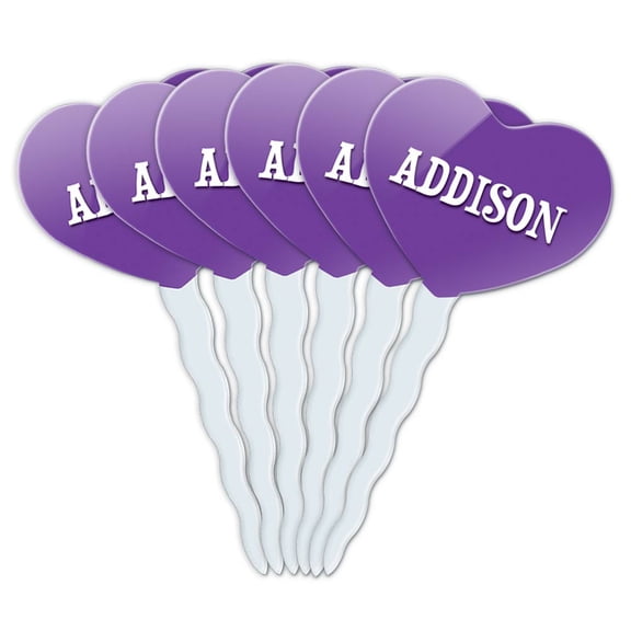 Addison Heart Love Cupcake Picks Toppers - Set of 6