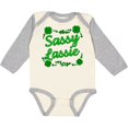 thumbnail image 3 of Inktastic Sassy Lassy with Green 4 Leaf Clovers Boys or Girls Long Sleeve Baby Bodysuit, 3 of 5