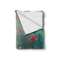 thumbnail image 2 of Nature Soft Flannel Fleece Throw Blanket, Wild Red Poppy Flowers Field Summertime Sunbeams Gardening Bedding Plants, Cozy Plush for Indoor and Outdoor Use, 70" x 90", Red Green Yellow, by Ambesonne, 2 of 6