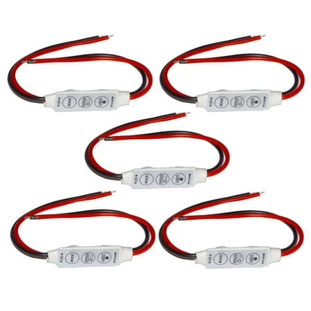 

5PCS Durable 3 Keys Mini 12V-24V Led Strip Light Dimmer Single Color Brightness Controller 5PCS