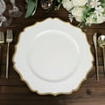 thumbnail image 6 of Efavormart 6 Pack | White & Gold 13" Round Scallop Rim Plastic Charger Plates, Tabletop Dinnerware Decor, 6 of 11