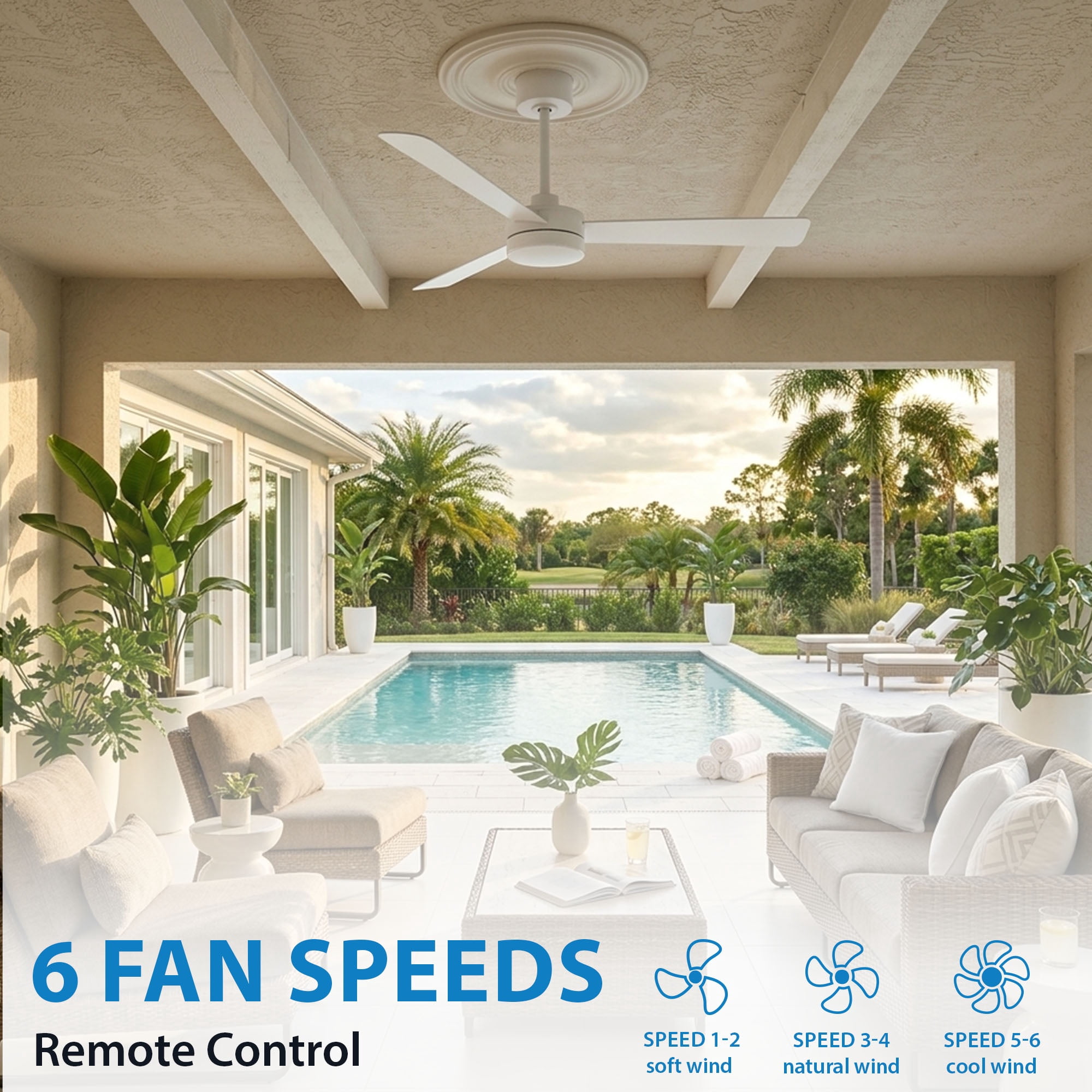 Mainstays 52 in Matte White Indoor/Outdoor Downrod Ceiling Fan with Light Kit and Remote Control