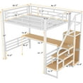 thumbnail image 2 of Full Size Metal Loft Bed with Desk, Storage Staircase and Small Wardrobe, Storage Stairs can be Installed Left and Right, 2 of 6