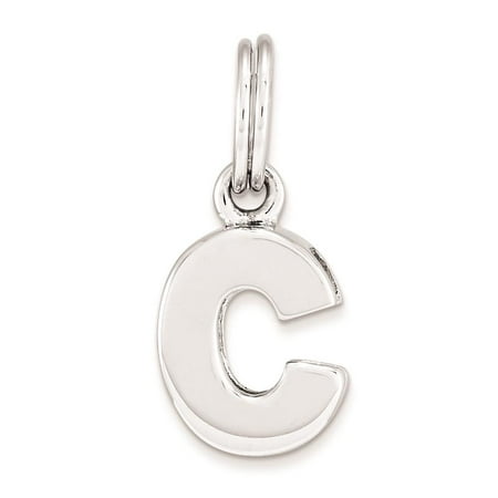 925 Sterling Silver Initial Letter 'C' Polished Charm Pendant
