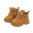 thumbnail image 2 of Eltusu Boys Ankle Boots, No Slip Windproof Lace-up Thermal Winter Booties Shoes Yellow Size 13(Little Kids), 2 of 7