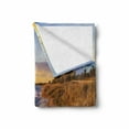 thumbnail image 2 of Coastal Soft Flannel Fleece Throw Blanket, Sandy Calm Beach Ocean Waves Tranquil Seashore Setting Sun, Cozy Plush for Indoor and Outdoor Use, 50" x 70", Pale Yellow Pale Brown, by Ambesonne, 2 of 6