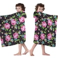 thumbnail image 4 of Pioneer Flower Floral Print Pattern Hooded Bath Towel，50"x30" for Ages 3 To 12 Kids, Quick Dry Lightweight Soft Microfiber Hood Beach Towel Cover Up for Kids, 4 of 7