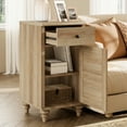 thumbnail image 5 of Set of 2 Oak End Tables with Drawers, Mid Century Modern Wooden Nightstands, 5 of 6