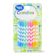 (4 pack) (4 Pack) Great Value Celebration Chevron Candles, Assorted Colors, 16 Count