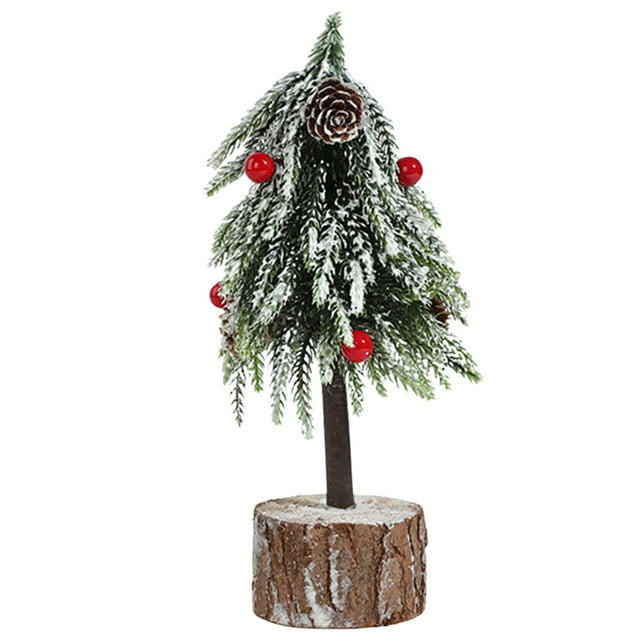 kjfeif Arbre de Noël Artificiel de 9,45 Pouces avec Décoration de Table de 24cm avec Baies Rouges et Effets Centre de Table Vert pour Décorations de Table de Maison Cheminée de Noël