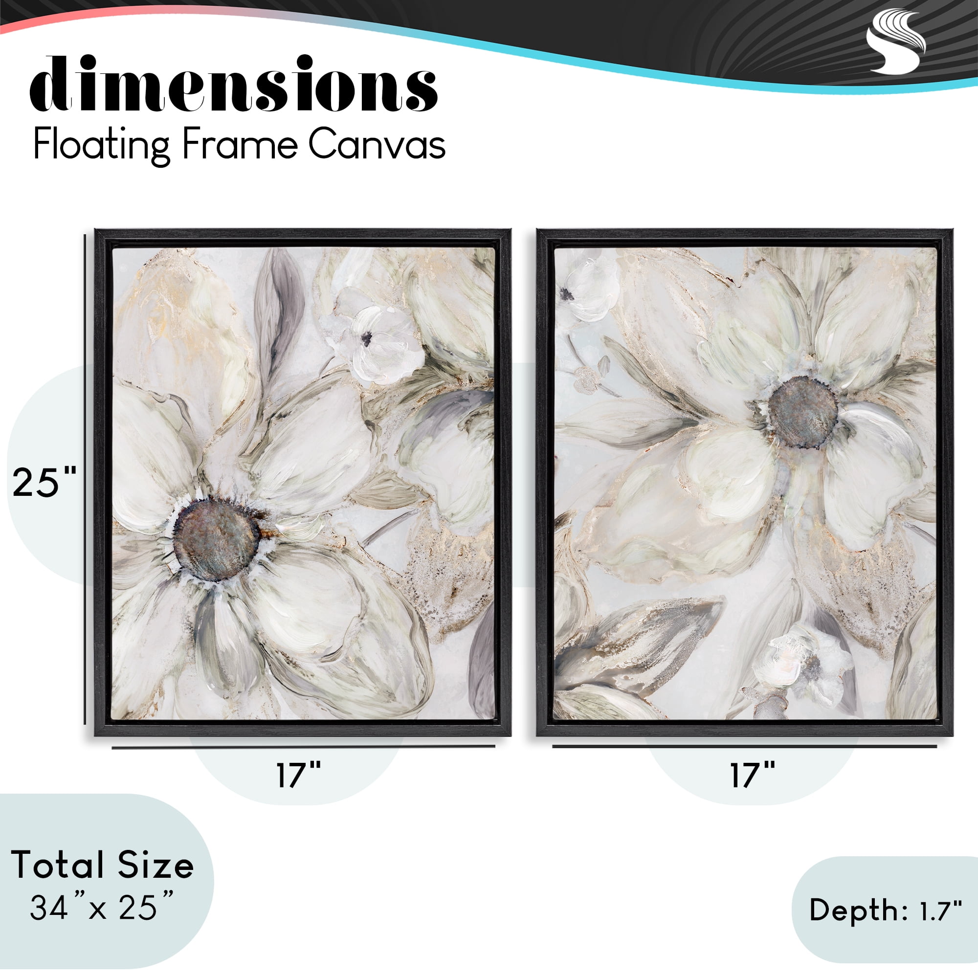 Stupell Industries Sandstone Tinted Blooms 2 Piece Black Framed Floater Canvas Set, design by Carol Robinson