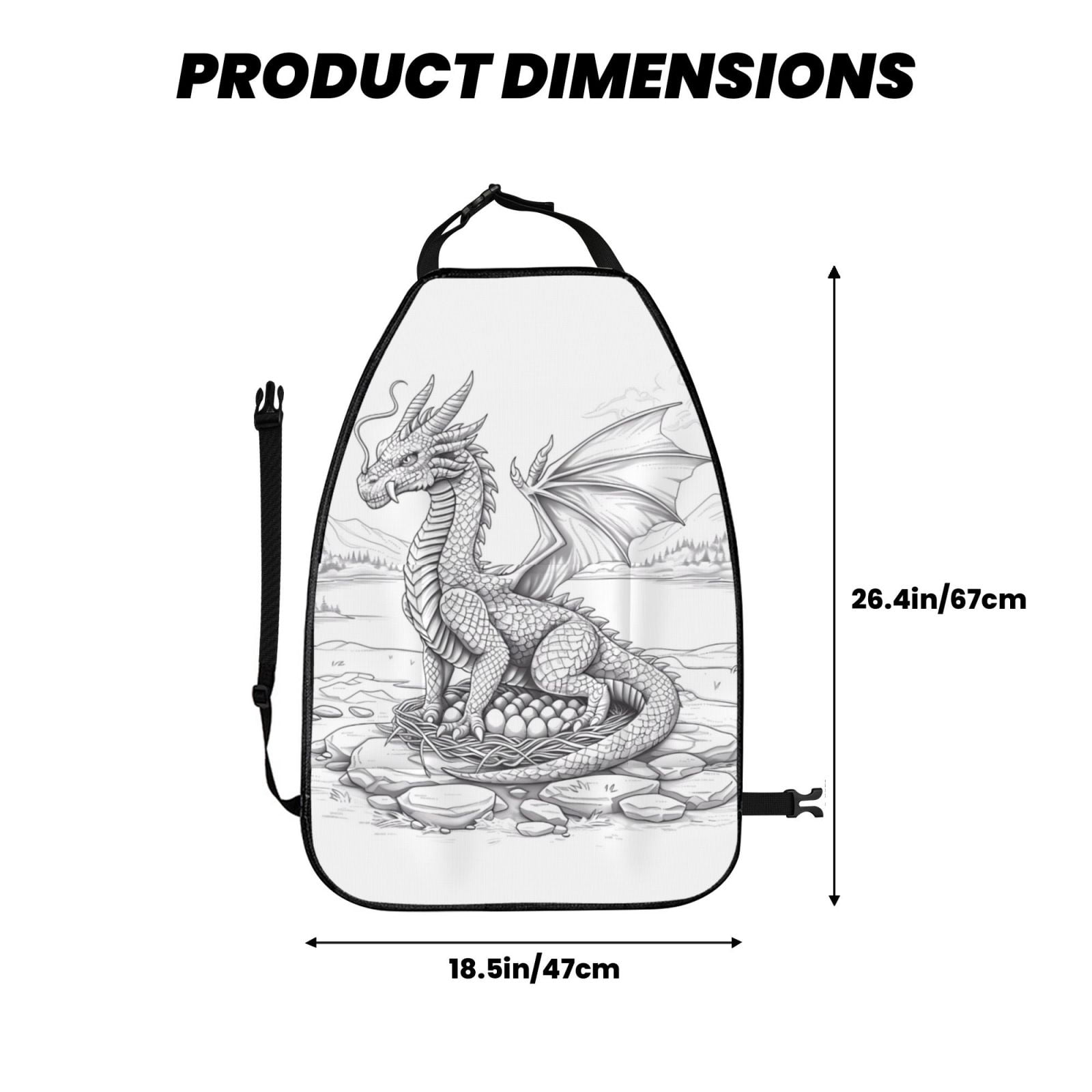 Kdxio Dragon Nest Sketch Print 2 Pack Car Kick Mat Seat Cover Back Protector Mat with Pockets for Organizer Backseat Protector and Storage Anti Kick Pad for Vehicles