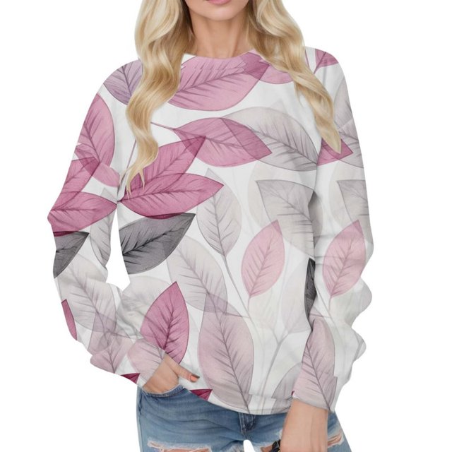 Femmes Sweat-Shirt à Manches Longues Imprimé O Col en Vrac Sweat-Shirt d'Automne Tops