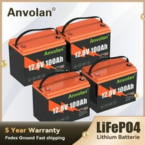 4X 100Ah 12V  LiFePO4 Lithium Battery  Lithium Iron Phosphate Battery 100A BMS Lightweight Fast Charging Rechargeable for RV Off-Grid Trolling Motor Home Energy