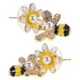 thumbnail image 4 of Cute Floral Bee Earrings Ear Jewelry for Women Zircon Drop Dangle, 4 of 5