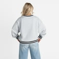 thumbnail image 2 of Women's Gameday Couture Gray Nebraska Huskers Oversized Showdown Ringer Stripe Sweatshirt, 2 of 6