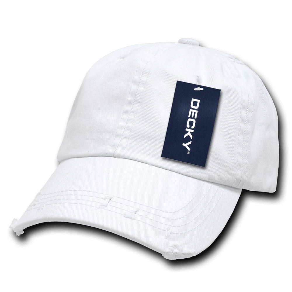 DECKY Vintage Frayed Washed Polo Hats Hat Caps Cap For Men Women White