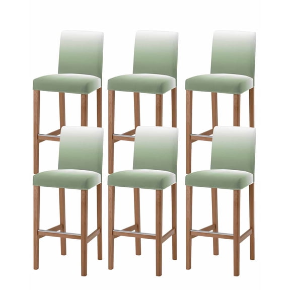 Sage Green Ombre Bar Stool Covers Set of 6, Modern Sage Green Abstract Art Stretch Washable Bar Chair Covers with Backs, Removable Pub Counter Height Chair Cover for Kitchen Dining Room Cafe