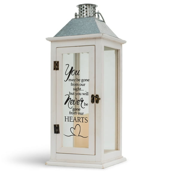 Never Gone From Our Hearts Classic White 6.5 x 6.5 x 17 LED Candle Lantern