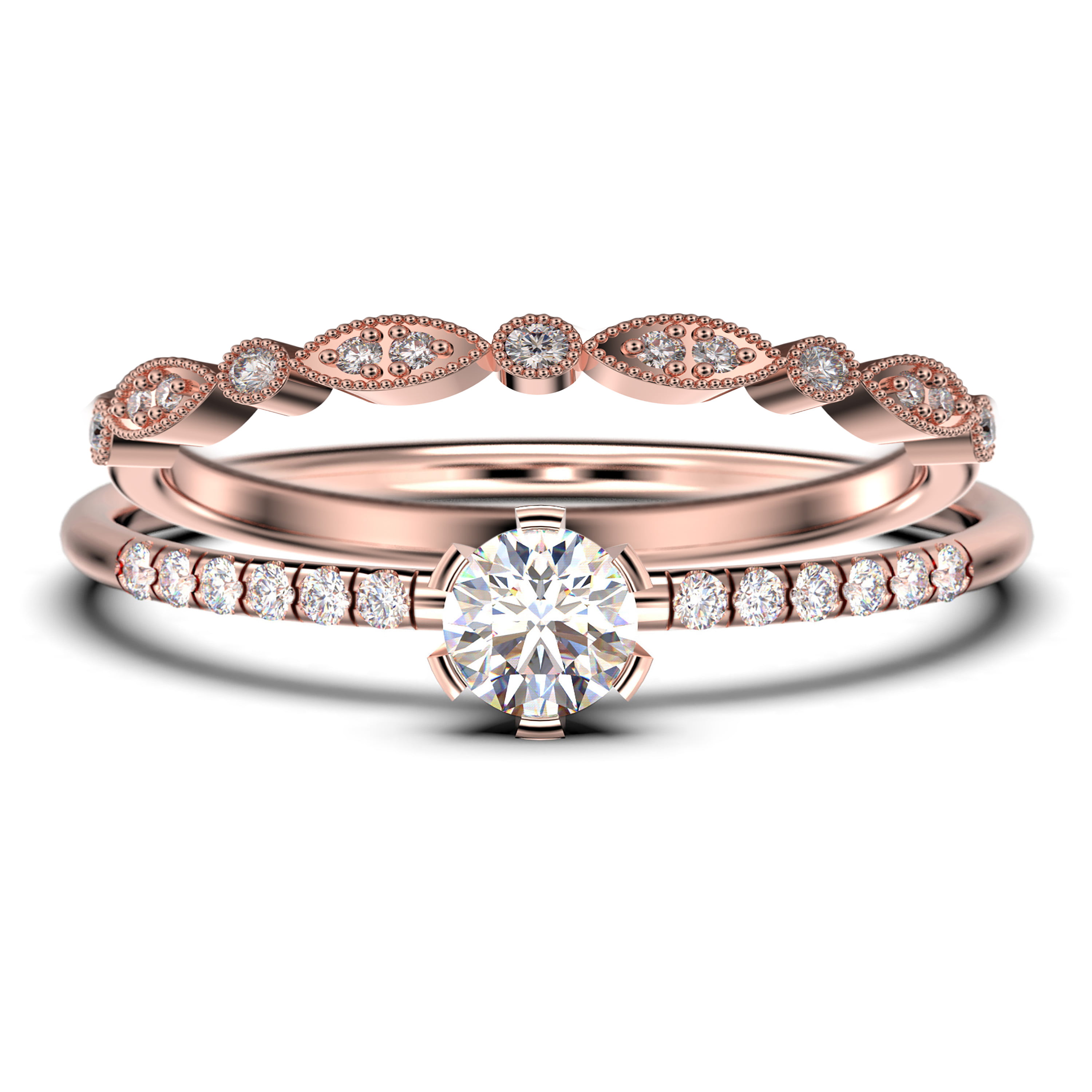 Details about   Rose Gold Ring Set 3 Ct Engagement Wedding Ring Set 925 Silver Bridal Rings NEW 