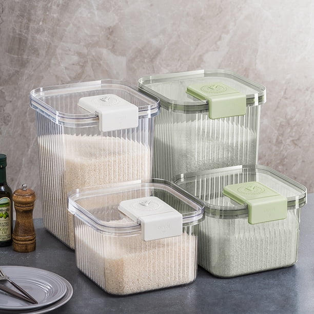 Cubo de arroz de diseño, recipiente de almacenamiento de fideos de arroz a prueba de insectos y humedad para el hogar con puntero, caja de arroz sellada, caja de almacenamiento de arroz
