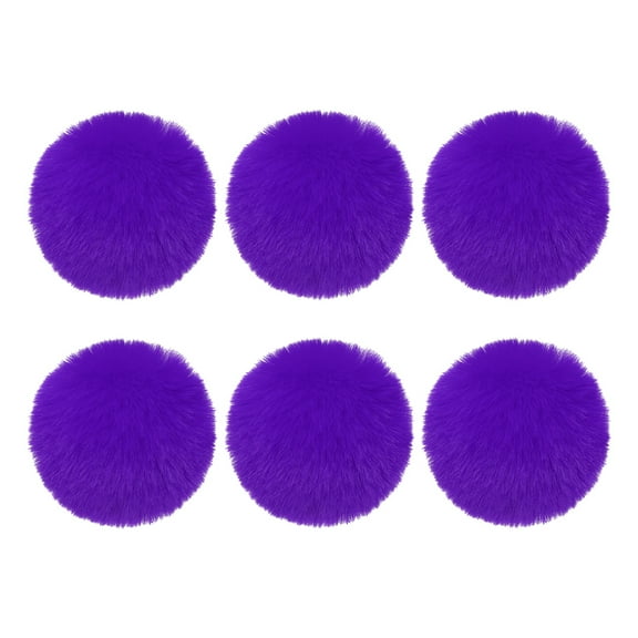 Uxcell Faux Fur Pom Poms for Hats, 6 Pcs Fluffy Soft Fur Poms Balls with Elastic Loop for Keychain Knitting Hats DIY Scarves Gloves Bag Christmas, Purple