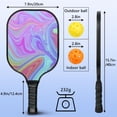 thumbnail image 4 of Pickleball Paddles Set Of 2, Fiberglass Surface, Liquid & Marble Print, 4 Balls & Bag, 4 of 5