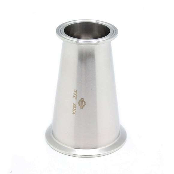 QiiMii Sanitary Tri abrazadera Reductor concéntrico Tri abrazadera Accesorios de trébol Reductor de acero inoxidable 304 (Tamaño: 3 pulgadas x 2 pulgadas)