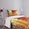 thumbnail image 3 of Ambesonne Fall Quilted Bedspread Set 2 Pcs, Misty Day in the Forest, Twin Size, Orange Yellow Green, 3 of 5