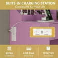 thumbnail image 5 of Fanral Vanity Set With Mirror And Lights,Makeup Vanity With Rgb Storage Cabinet & Charging Station,Dressing Desk For Women Bedroom,Purple Vanit, 5 of 7