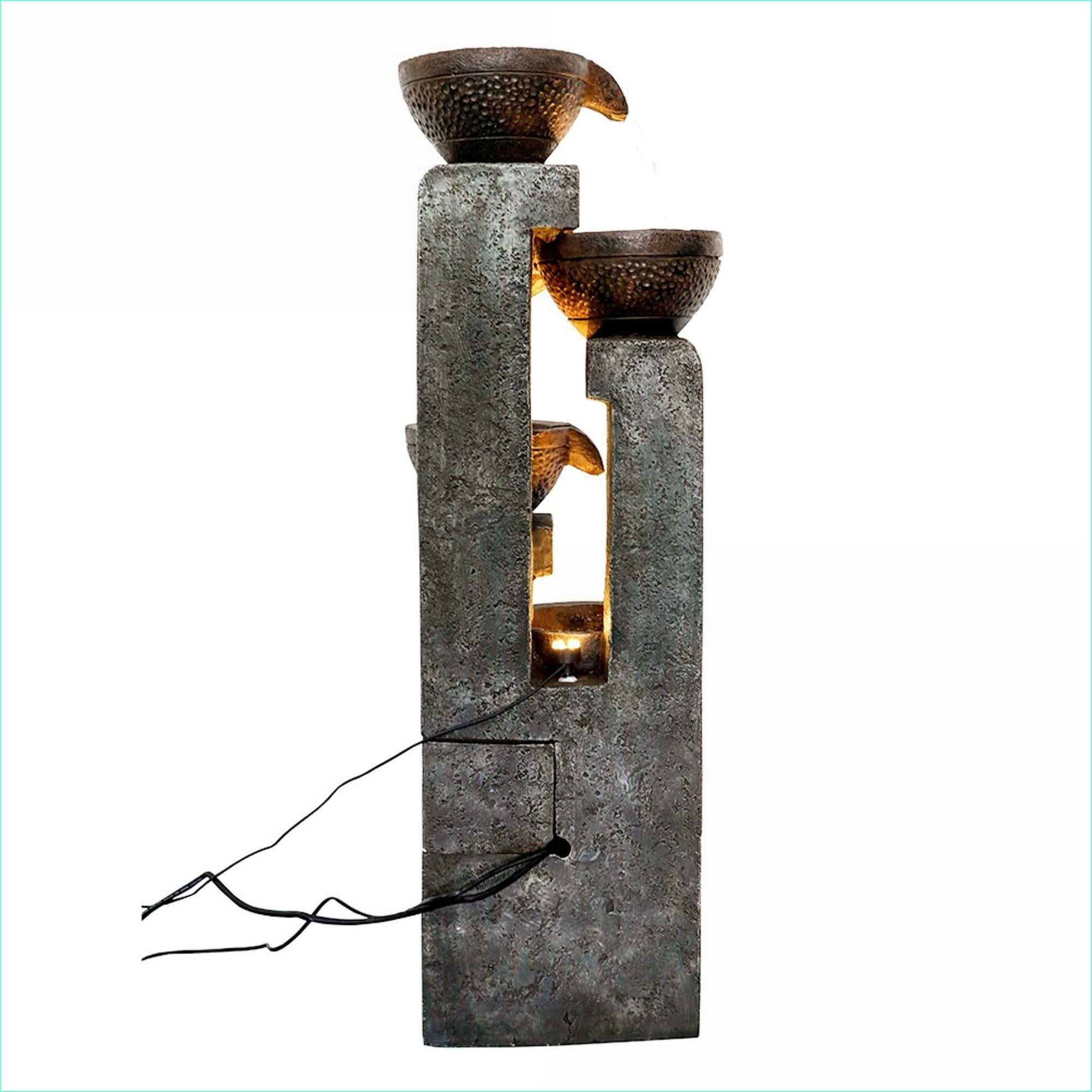 Fountains 40" High 4-Tier LED Water Fountain for Patio Garden Indoor Outdoor | Resin | Tiered