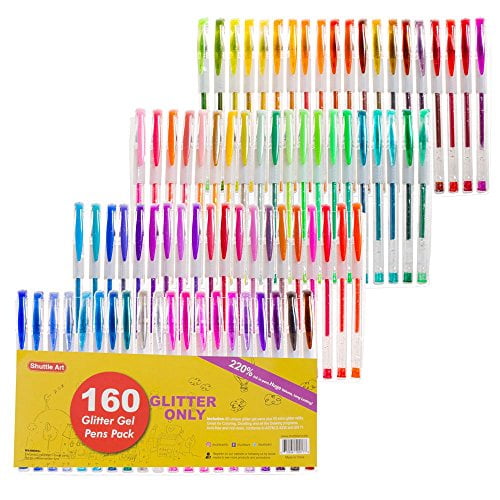 160 Pack Glitter Gel Pens Set, Shuttle Art 220 Ink Glitter Gel Pen 80