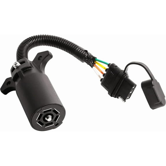 7 Way to 4 Way Trailer Plug Adapter, RV Blade 7 Pin Round to 4 Pin Flat Trailer Light Adapter 11.6 Inches