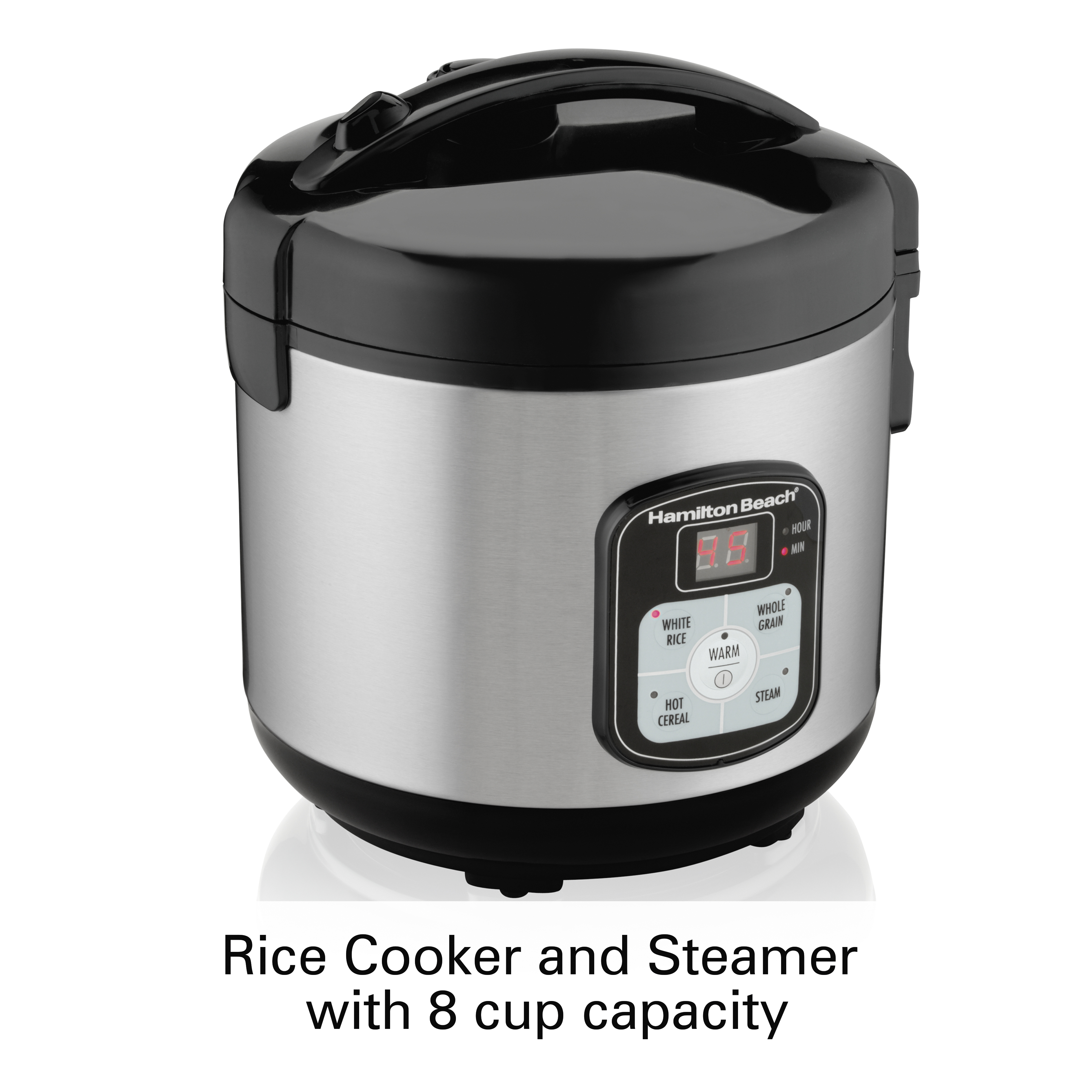 Hamilton Beach Rice Cooker & Food Steamer, Digital Programmable, 8 Cups Cooked (4 Uncooked), Steam & Rinse Basket, Stainless Steel, 37519 - image 3 of 8