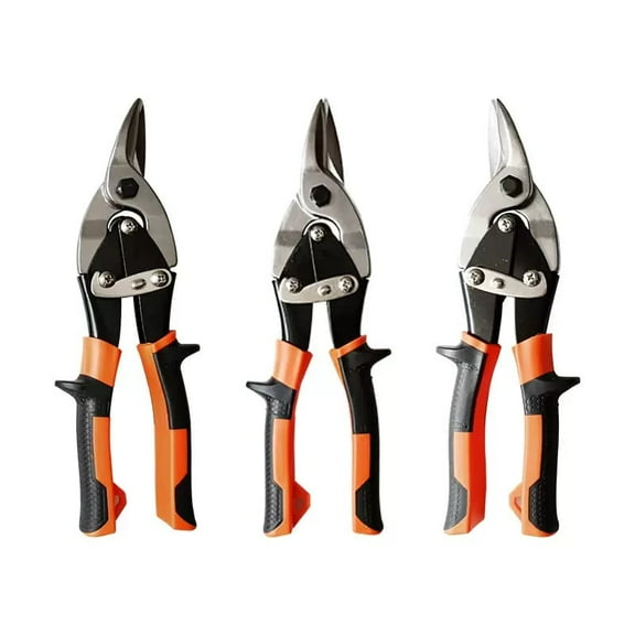 YIFEI 3-Piece Aviation Snips Set – Heavy-Duty Metal Cutting Shears for Sheet Metal, Chrome-Vanadium Steel Blades, Straight/Left/Right Cuts