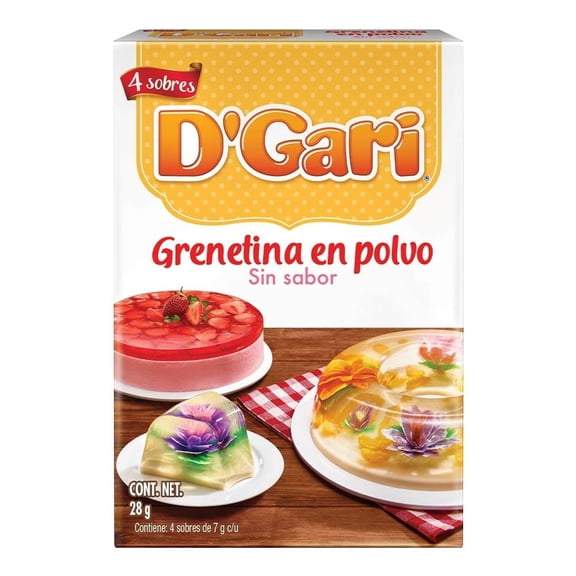 Grenetina D' Gari en polvo sin sabor 4 sobres de 7 g c/u