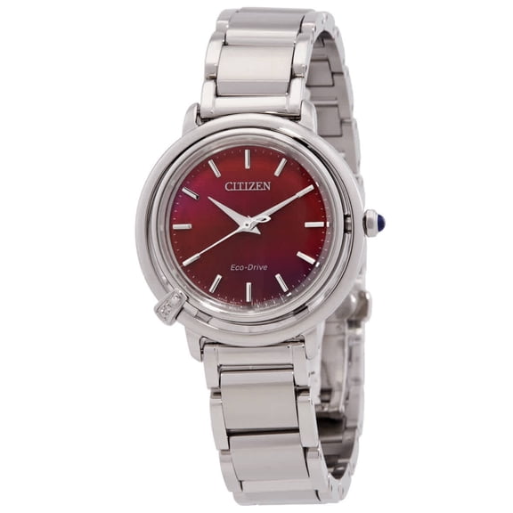 Citizen L Arcly Women's Red Dial Stainless Steel Quartz Watch EM1091-67X