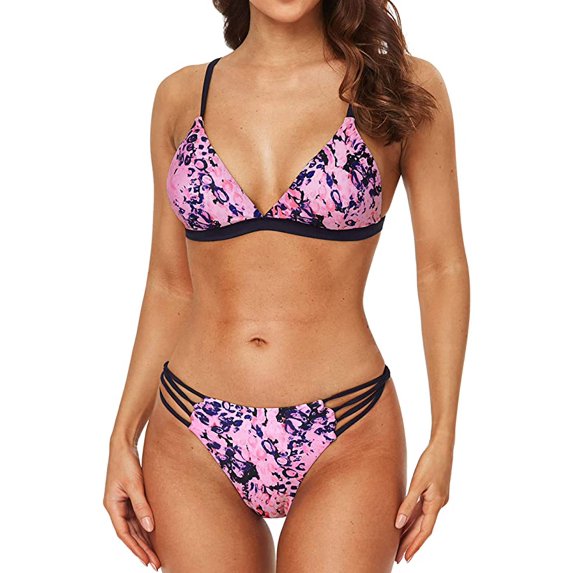 Attraco Women's Triangle Bikini High Cut Swimsuit V Neck Two Piece Swimsuit