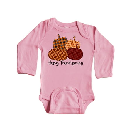 

Inktastic Happy Thanksgiving Cute Pumpkin Patterns Gift Baby Boy or Baby Girl Long Sleeve Bodysuit