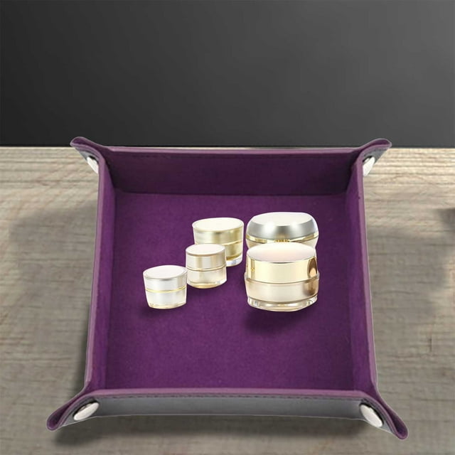 PU Leather Folding Square Rectangular Tray Sundries Storage Box Desktop Game Dice Storage Tray